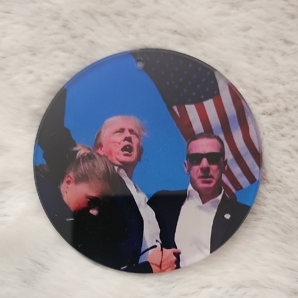 Patriotic Round Ornament with American Flag